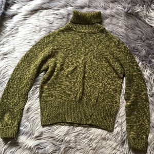 Moss green turtleneck knit sweater